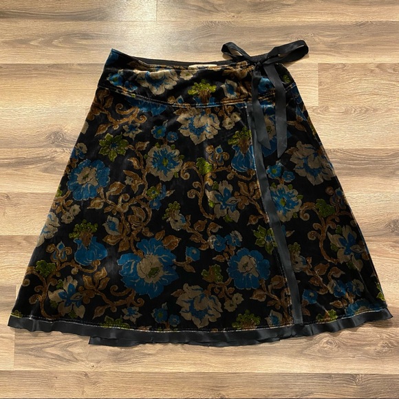 Free People Dresses & Skirts - SOLD Free People Silk Velvet Floral Wrap Skirt